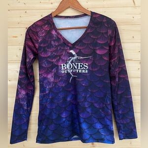 BONES OUTFITTERS Purple Royal Scales Women’s Small Long Sleeve UPF50+ Shirt